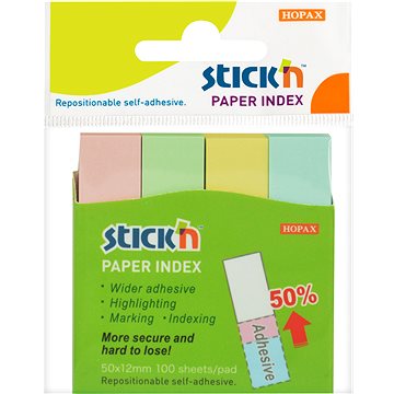 

STICK´N 50 × 12 mm, pastel mix, 4 × 100 lístků