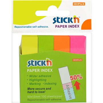 

STICK´N 50 × 12 mm, neon mix, 4 × 100 lístků