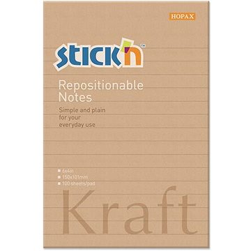 

STICK´N KRAFT, 150 × 101 mm, přír.hnědý linkovaný, 100 lístků