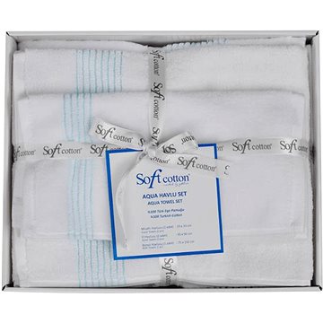 

Soft Cotton dárková sada ručníků a osušky Aqua, 5 ks, bílá / tyrkysová