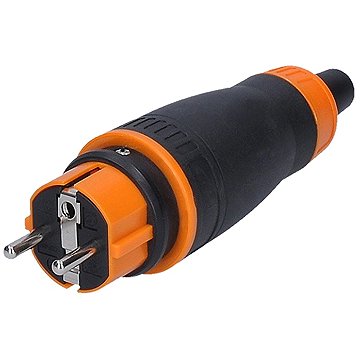

Solight Zástrčka do vlhka, přímá, IP44, černá/oranžová