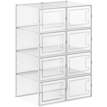 

Songmics Plastové úložné boxy na boty Petty, čiré 8 ks