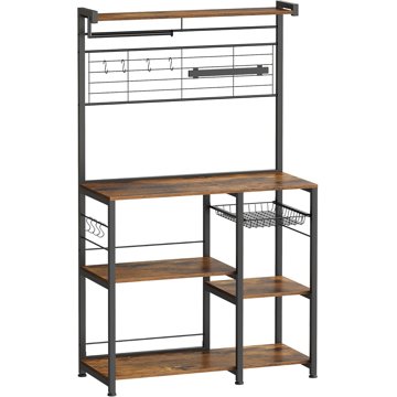 

Songmics Vasagle Shelfy Kuchyňský regál hnědý/černý