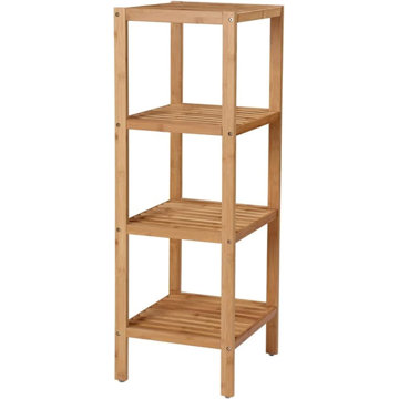 Songmics Koupelnový regál bambus 33 × 33 × 98 cm
