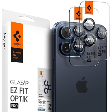 

Spigen Glass tR EZ Fit Optik Pro 2 Pack Blue Titanium iPhone 15 Pro/15 Pro Max