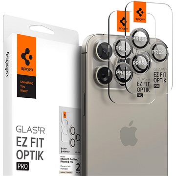 

Spigen Glass tR EZ Fit Optik Pro 2 Pack Nature Titanium iPhone 15 Pro/15 Pro Max