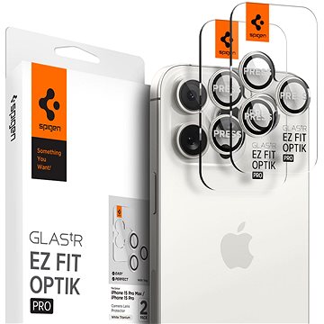 

Spigen Glass tR EZ Fit Optik Pro 2 Pack White Titanium iPhone 15 Pro/15 Pro Max