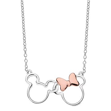 DISNEY Mickey a Minnie stříbrný náhrdelník N902594TL-18 - Náhrdelník