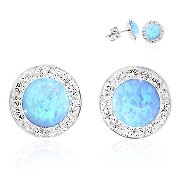 

JSB Bijoux Opálky s obtahem Blue zdobené křišťálovými kameny Swarovski® (Ag925/1000; 1,44 g, kulaté,