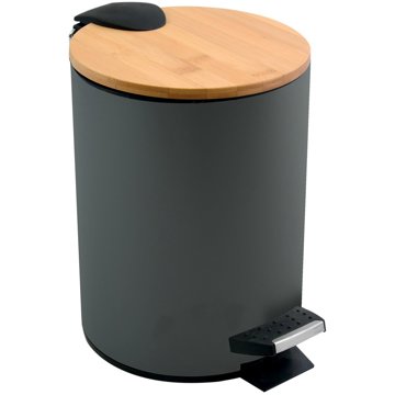 

Spirella pedálový odpadkový koš Adonis, tmavě šedý, ocel, bambusové víko, 3 l