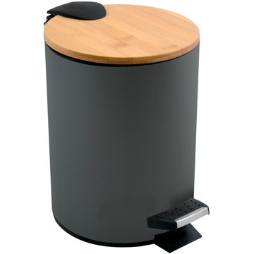 

Spirella pedálový odpadkový koš Adonis, tmavě šedý, ocel, bambusové víko, 5 l