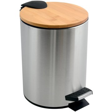 

Spirella pedálový odpadkový koš Adonis, kartáčovaná ocel, bambusové víko, 5 l