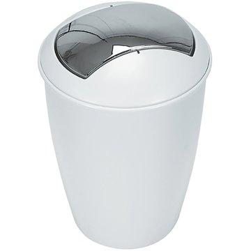

Spirella výklopný odpadkový koš Atlanta, bílý, plast, stříbrné víko, 5 l