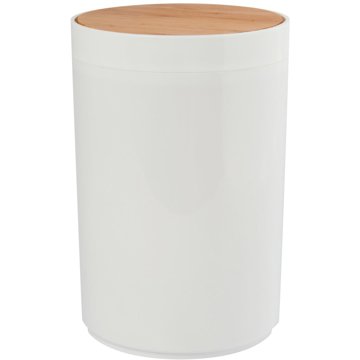 

MSV výklopný odpadkový koš Oslo, bílý, plast, bambusové víko, 5 l