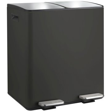 

Spirella pedálový odpadkový koš na tříděný odpad Aliya, matný černý, ocel, 2 × 20 l