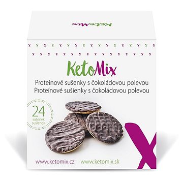 KetoMix Proteinové sušenky s čokoládovou polevou (24 sušenek) - Trvanlivé jídlo