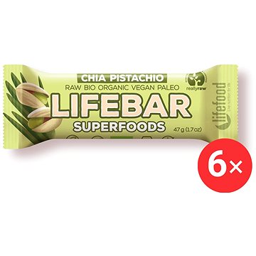 

Lifefood Lifebar Superfoods RAW BIO 6 x 47 g, chia a pistácie