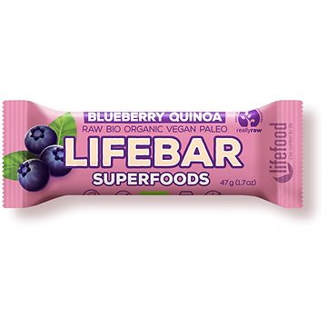 

Lifefood Lifebar Superfoods RAW BIO 47 g, borůvka s quinoou