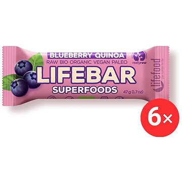 

Lifefood Lifebar Superfoods RAW BIO 6 x 47 g, borůvka s quinoou