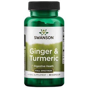 

Swanson Ginger & Turmeric (zázvor + kurkuma), 60 kapslí