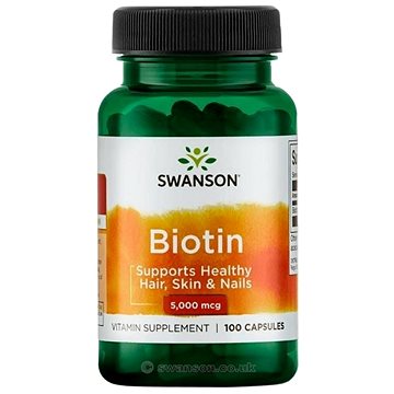 

Swanson Biotin, 5000 mcg, 100 kapslí