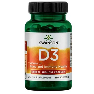 

Swanson Vitamin D3, 5000 IU, Vyšší účinnost, 250 softgel kapslí