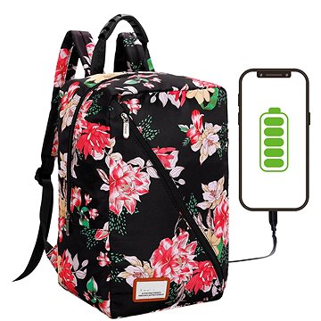 

MG Bcross batoh s vestavěným USB kabelem 20 l, pink flowers