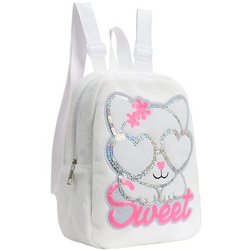 

Excellent Chlupatý plyšový batoh bílý - Sladké koťátko