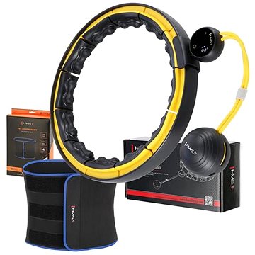 

HMS Sada masážní hula hoop se závažím HHM21 a zeštíhlujícího pásu BR1313 černá / žlutá