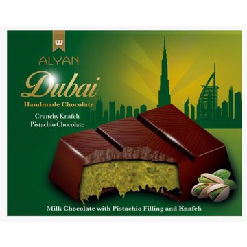 

Alyan Dubajská mléčná čokoláda s pistáciovou náplní a kunafou 100 g