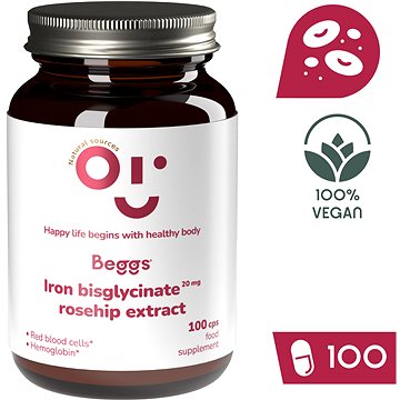 

Beggs Iron bisglycinate 20 mg, rosehip extract, 100 kapslí