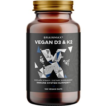 

BrainMax Vegan Vitamin D3 & K2 4000 IU 150 mcg, 100 rostlinných kapslí