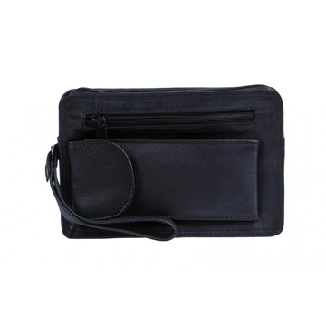 

New bags Leather Dvoukapsová taška na doklady, černá