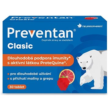 

Preventan Clasic s příchutí malin a grepu 30 tablet