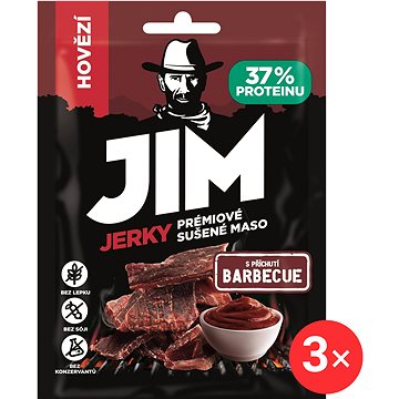 

Jim Jerky hovězí s příchutí BBQ 3 x 23 g