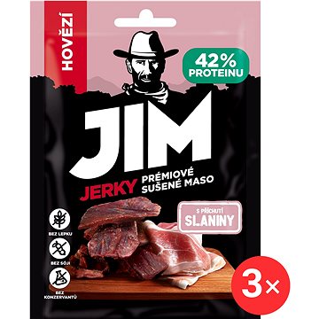 

Jim Jerky hovězí s příchutí slaniny 3 x 23 g