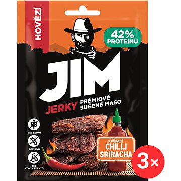 

Jim Jerky hovězí s příchutí Chilli Sriracha 3 x 23 g