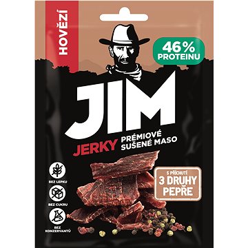

Jim Jerky hovězí s příchutí 3 druhy pepře 23 g