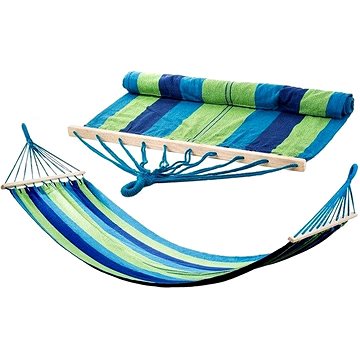 

Verk Hamaka houpací síť dřevo 200 × 80 cm modré pruhy