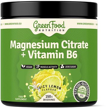 

GreenFood Nutrition Magnesium Citrate + Vitamin B6 150 g, juicy lemon