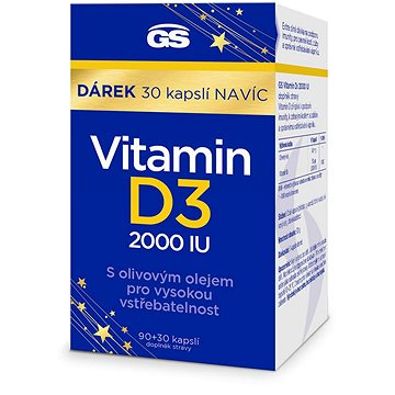 

GS Vitamin D3 2000 IU, 90 + 30 kapslí navíc
