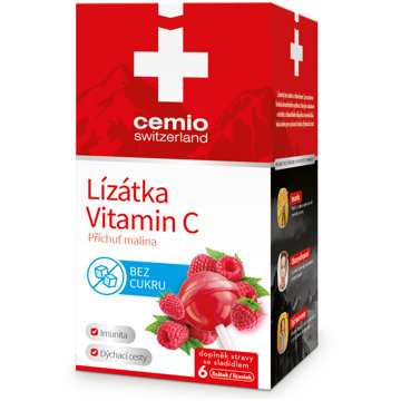 

Cemio Lízátka Vitamin C malina 6 ks