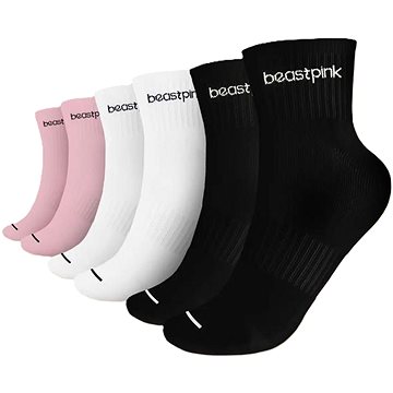 

BeastPink Ponožky Midhigh 3Pack White Black Pink M