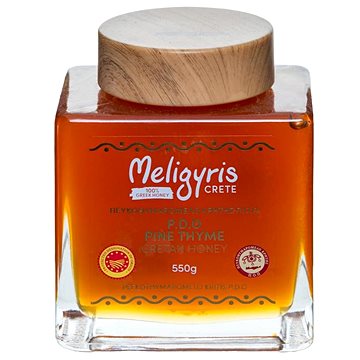 

Meligyris Řecký, krétský P.D.O. chráněný med "Pefkothymaromelo Kritis" 550 g