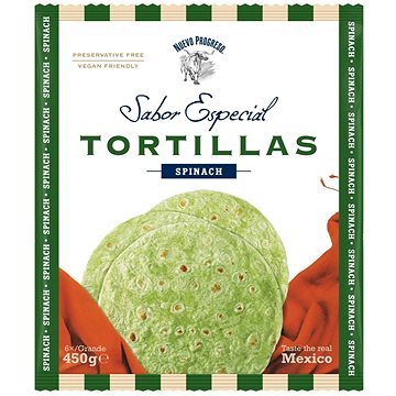 

Nuevo Progreso Tortilla Spinach 10", 6 ks
