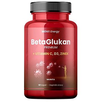 

MOVit Energy BetaGlukan 350 mg + Vitamin C, D3, Zinek Premium, 60 kapslí