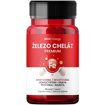 

MOVit Energy Železo Chelát Premium, 30 kapslí