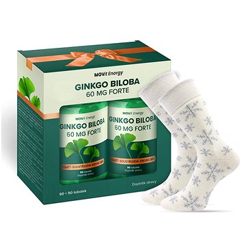 

MOVit Energy Dárkové balení Ginkgo Biloba 60 mg, 180 tobolek + Vánoční ponožky