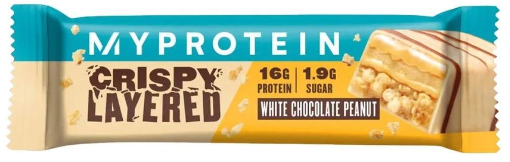 

MyProtein Crispy Layered Bar, 58 g Bílá čokoláda/Arašídy
