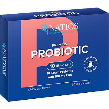 

NATIOS Premium Probiotic s FOS, 10 miliard CFU, 10 kmenů, 60 veg kapslí